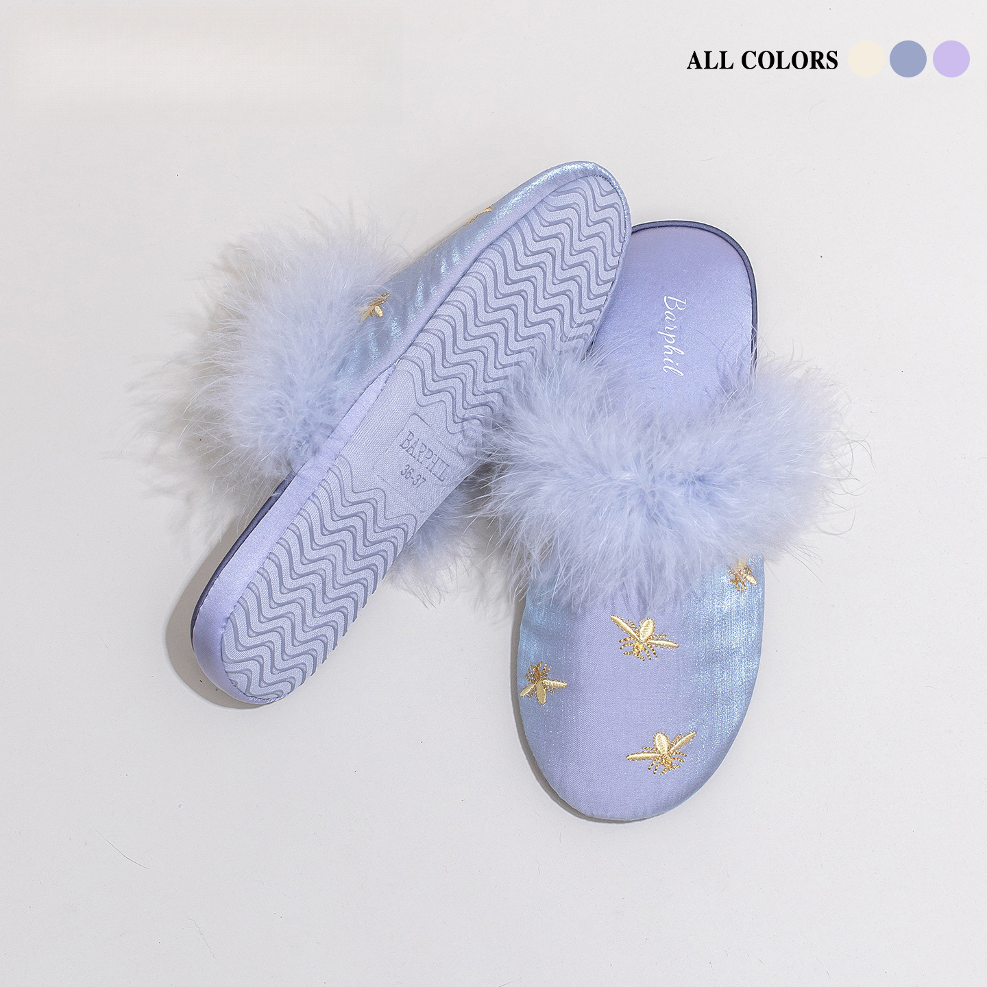 秋冬毛毛軟底紫色拖鞋