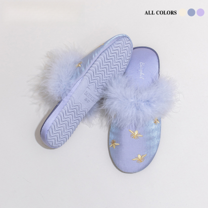 秋冬毛毛軟底紫色拖鞋