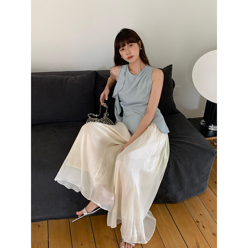 女夏高腰闊腿紗桾褲
