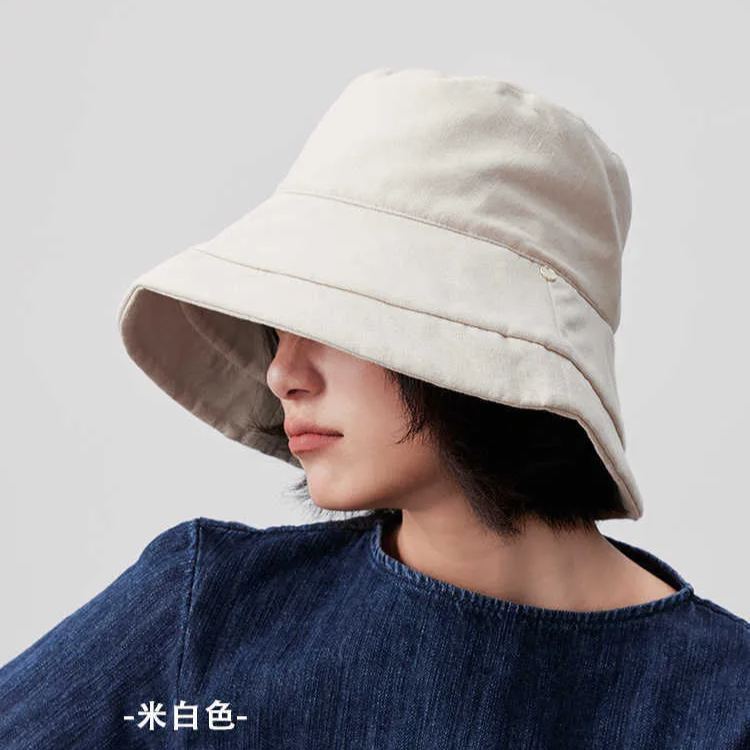棉麻大檐防曬漁夫帽