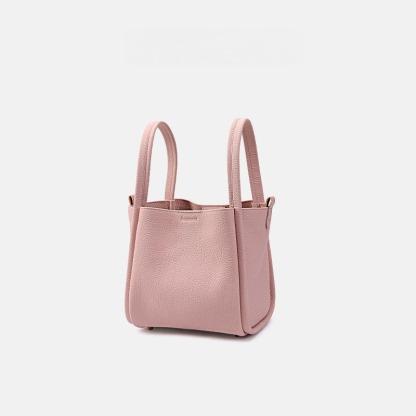 頭層牛皮鎖扣菜籃子水桶包