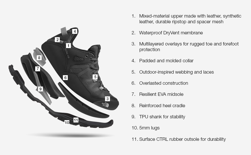 The North face ultra 112 men's hiking shoe has support and protection from elements.