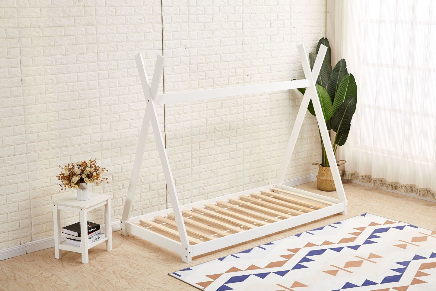 Kids White Wooden Tent Bed