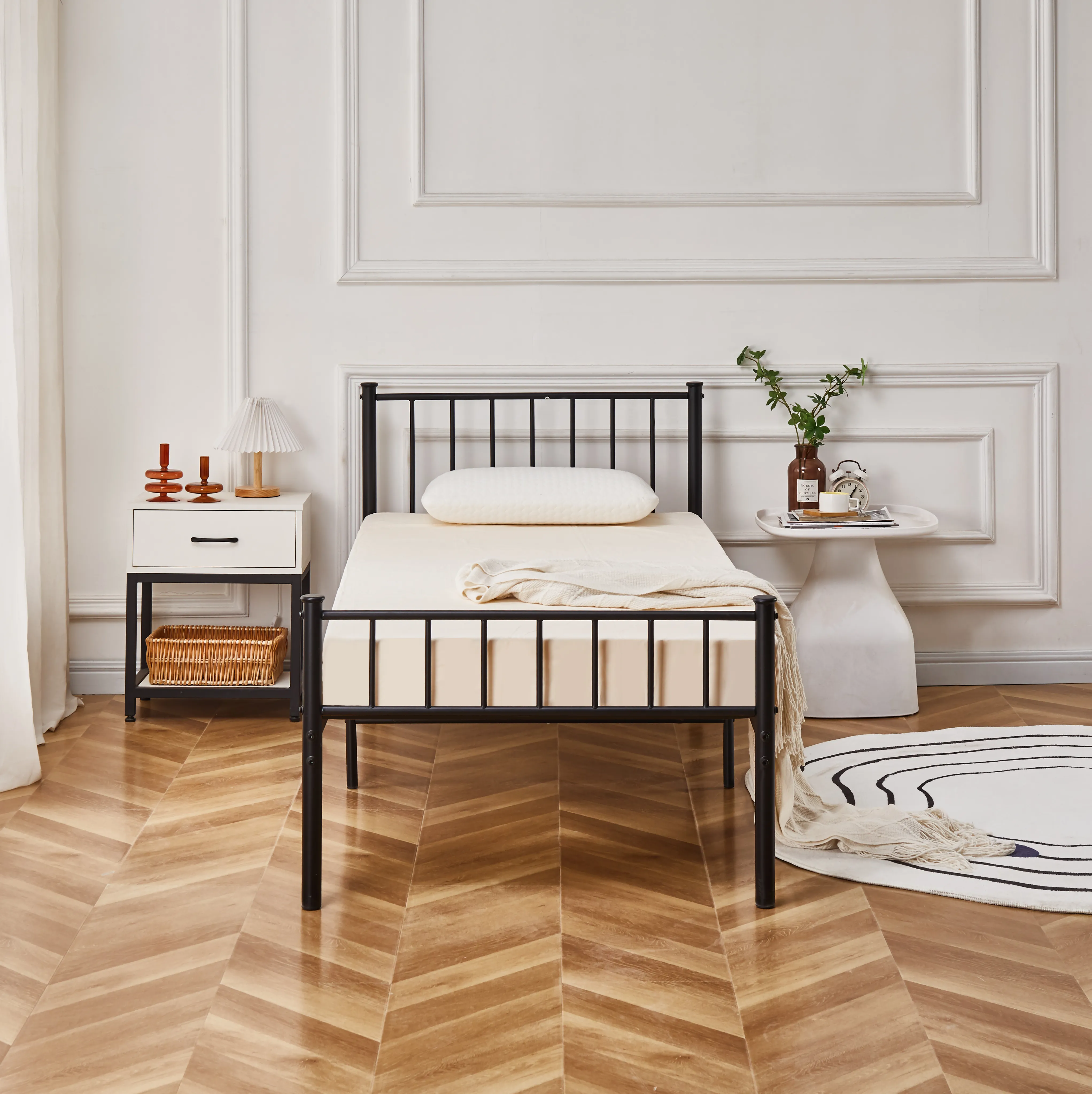 Cromer Modern Black Metal Bed Frame