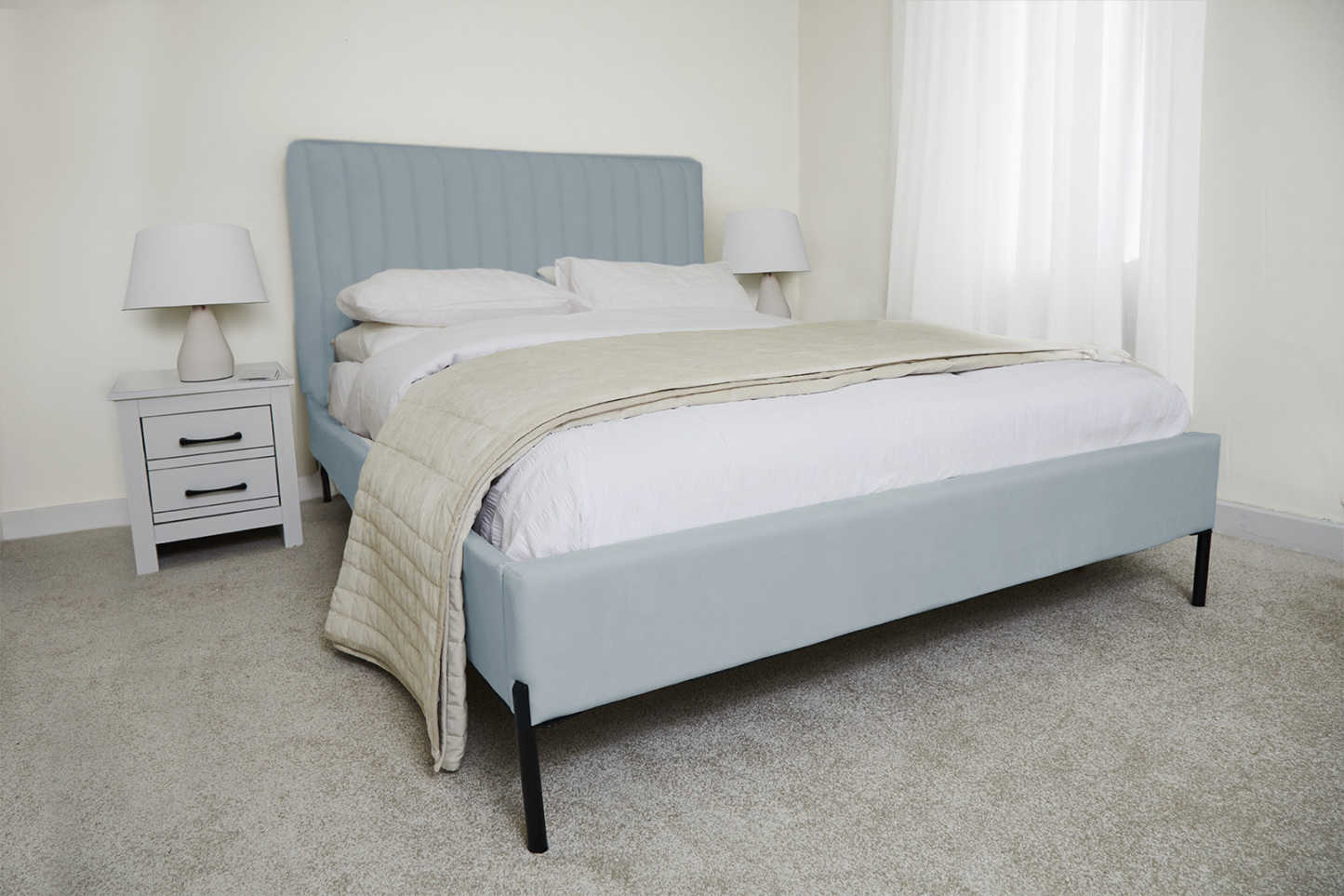 Huntington Duck Egg Blue Fabric Bed