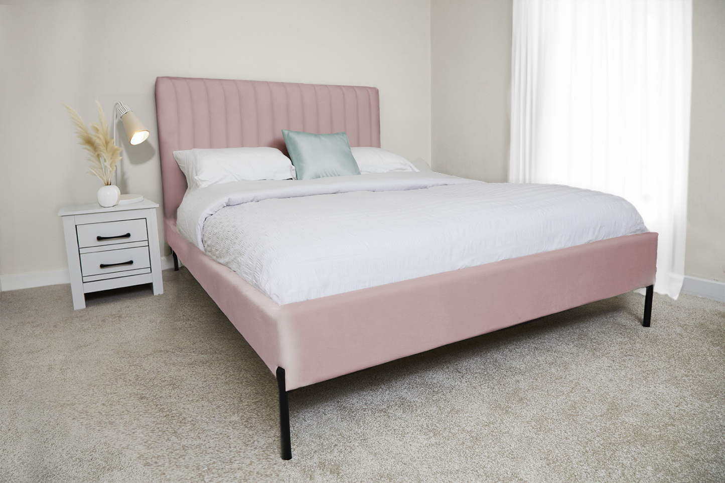 Huntington Dusty Pink Fabric Bed