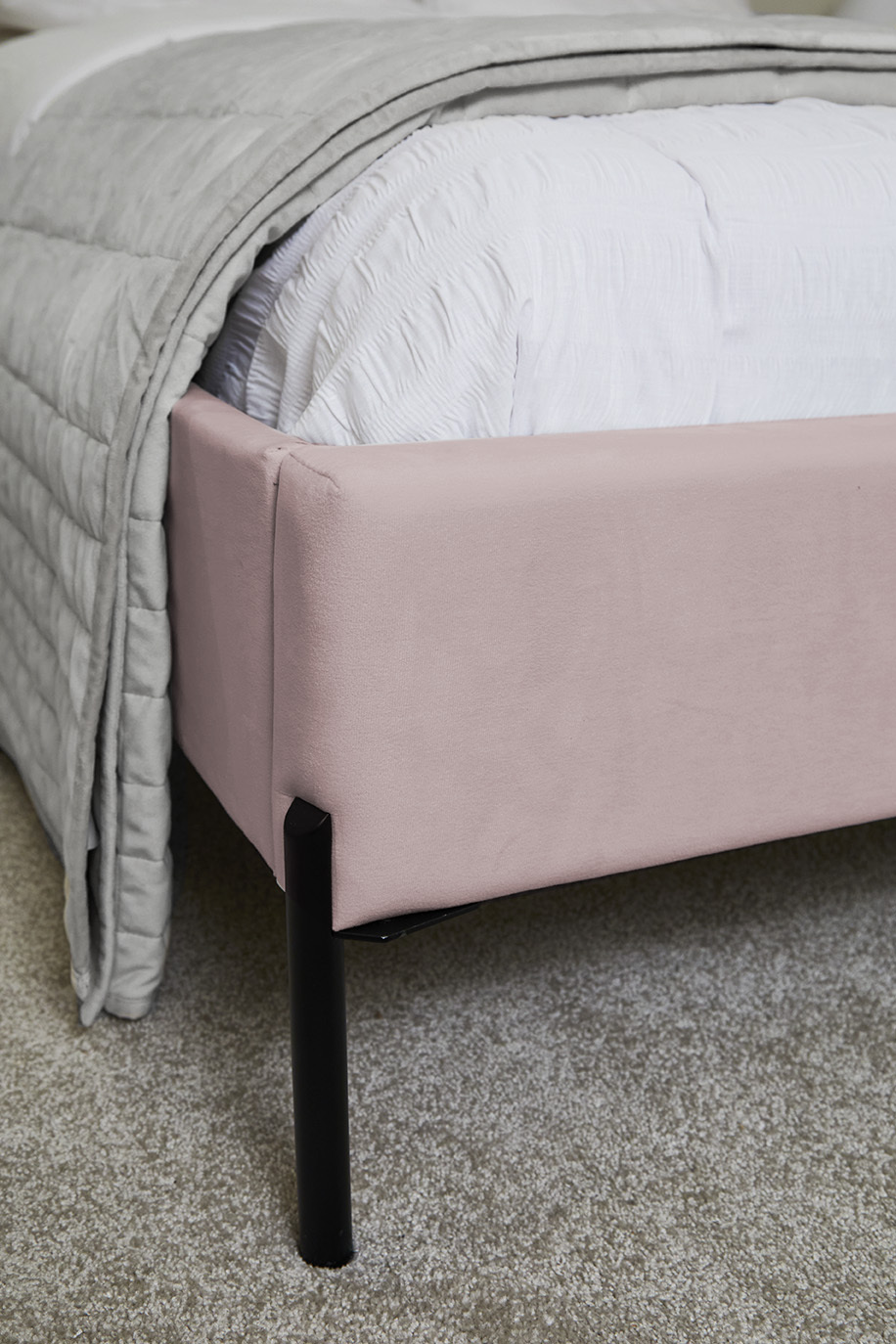 Huntington Dusty Pink Fabric Bed