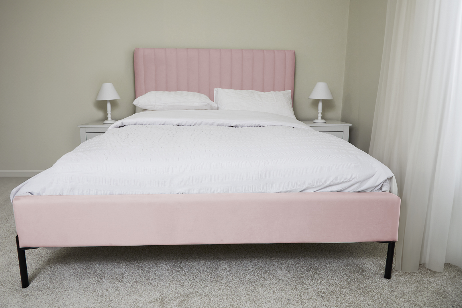 Huntington Dusty Pink Fabric Bed