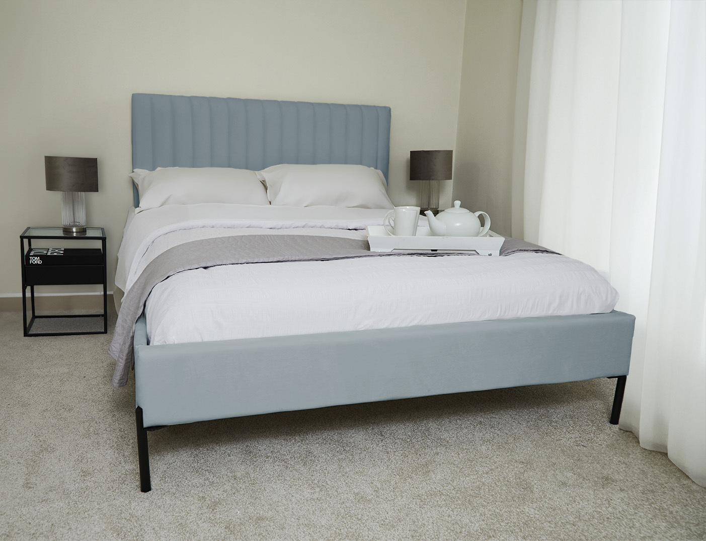 Huntington Duck Egg Blue Fabric Bed