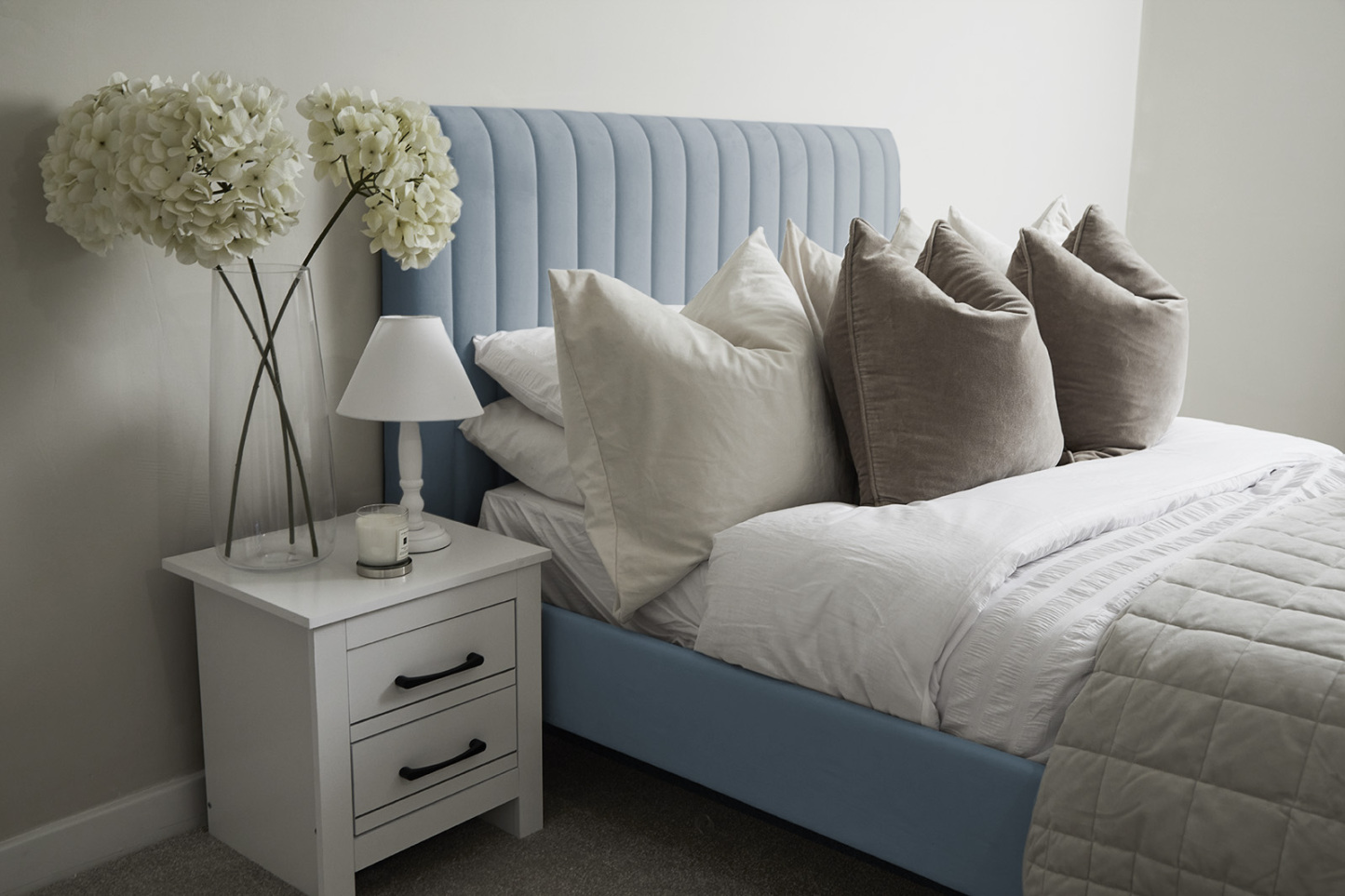 Huntington Duck Egg Blue Fabric Bed