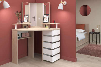 Corner Beauty Bar, White & Oak