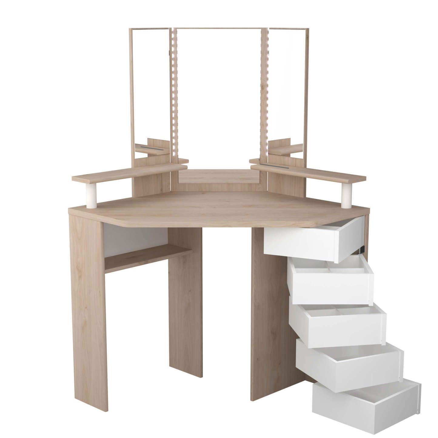 Corner Beauty Bar, White & Oak