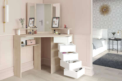 Corner Beauty Bar, White & Oak