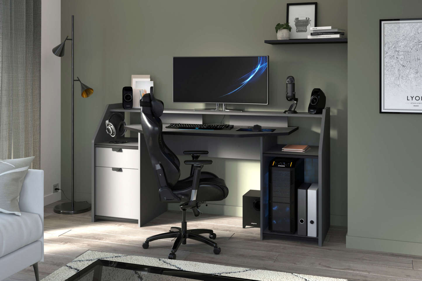 Large Set Up LED Gaming Desk