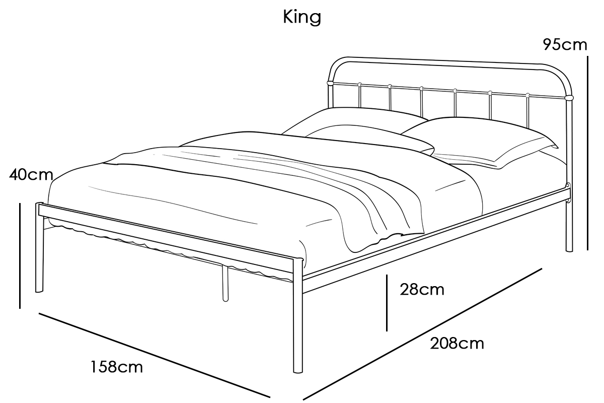 Bourton Modern White Metal King Size Bed Frame