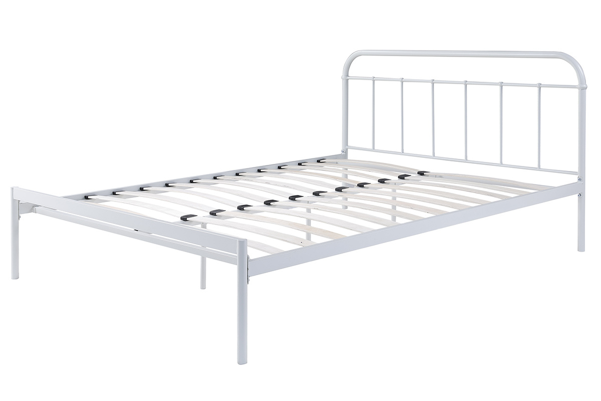 Bourton Modern White Metal King Size Bed Frame