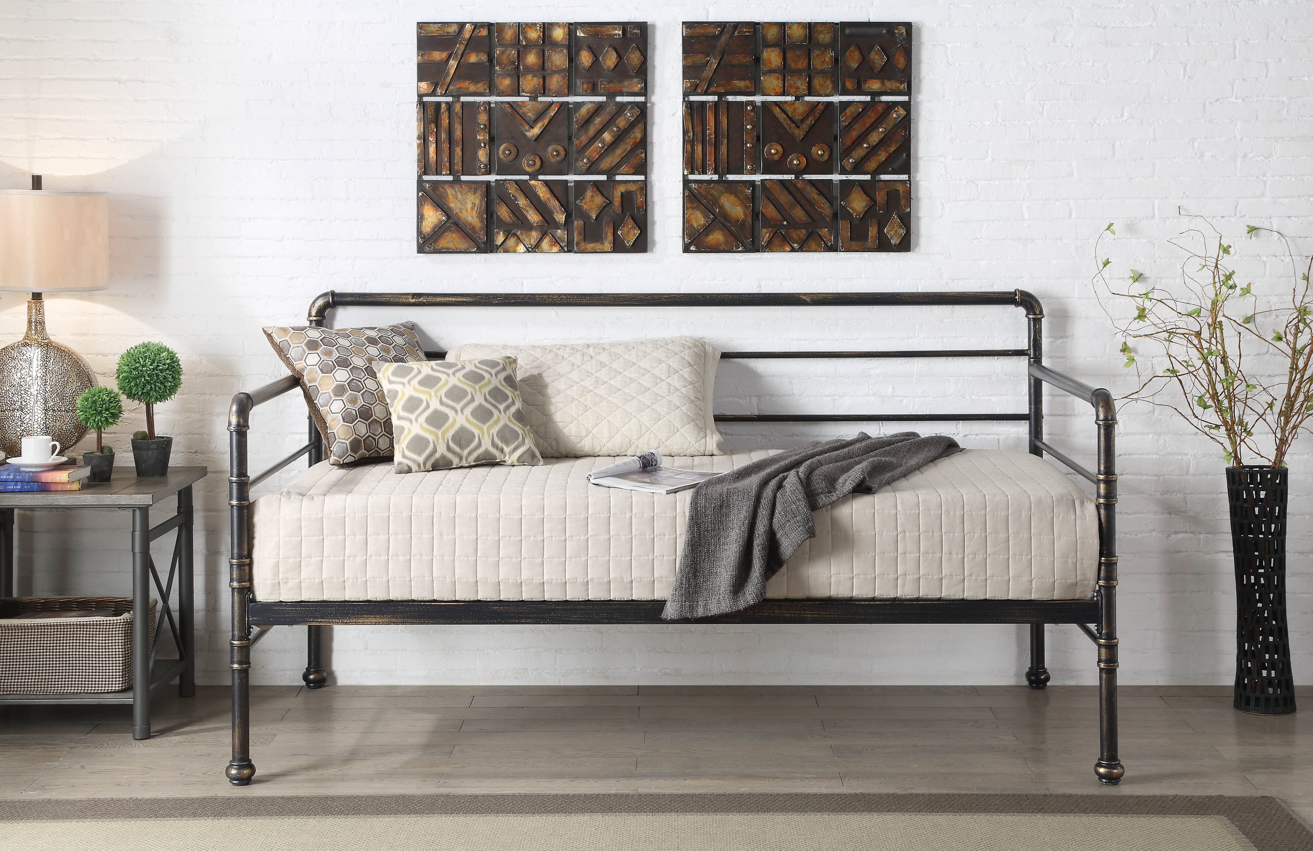 Banbury Black Metal Day Bed With Guest Trundle