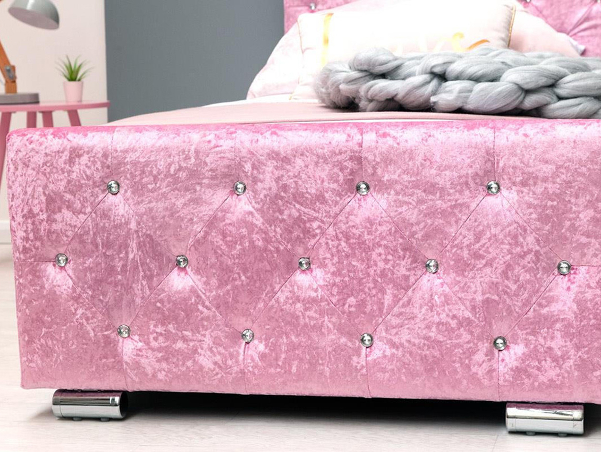 Beaumont Pink Velvet Storage Fabric Bed