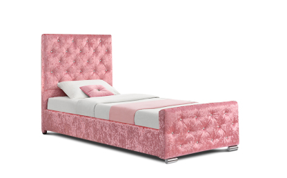 Beaumont Pink Velvet Storage Fabric Bed