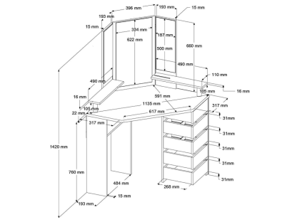 Corner Beauty Bar, White & Natural