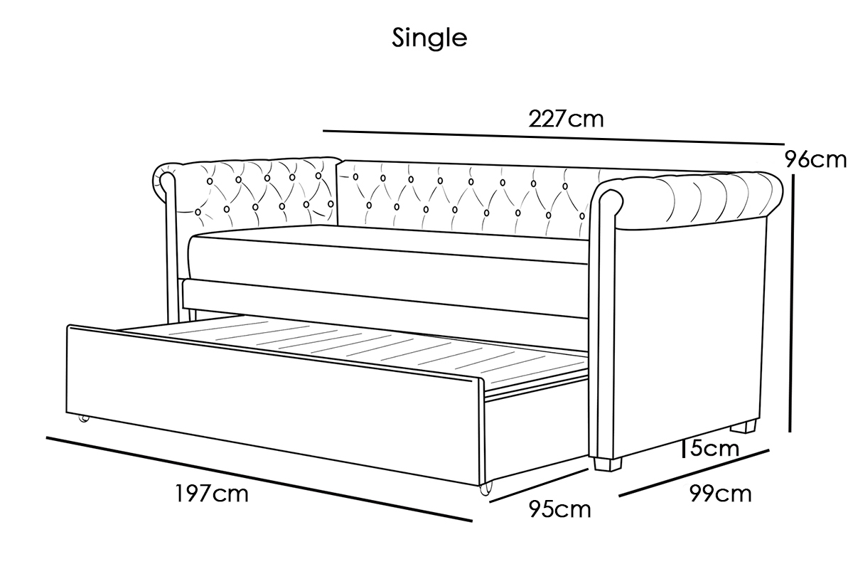 Clarendon Grey Velvet Fabric Day Bed With Trundle