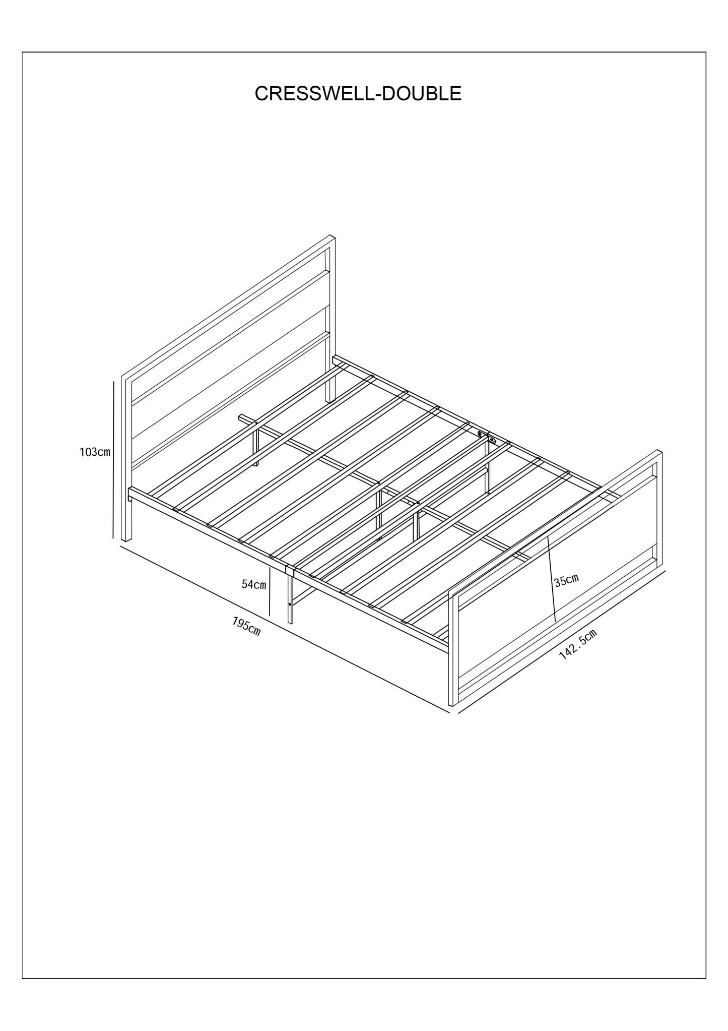 Cresswell Metal and Wooden Bed