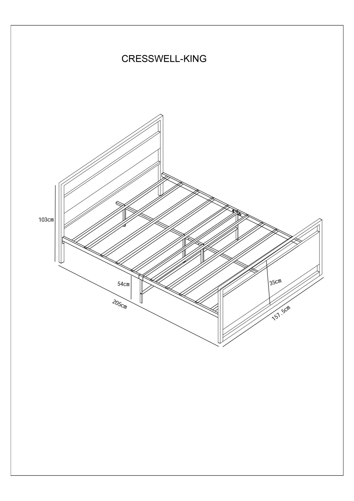 Cresswell Metal and Wooden Bed