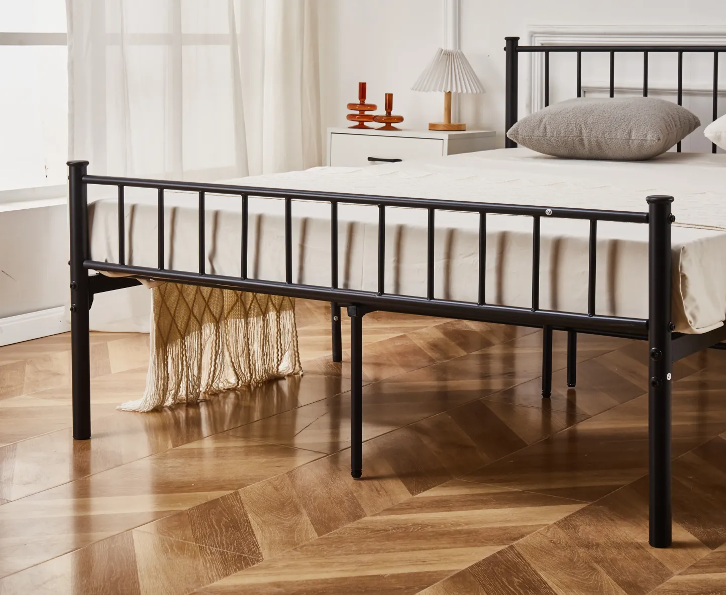 Cromer Modern Black Metal Bed Frame
