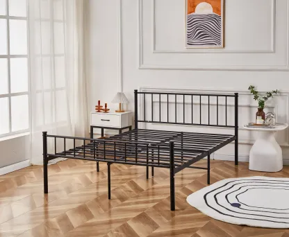 Cromer Modern Black Metal Bed Frame