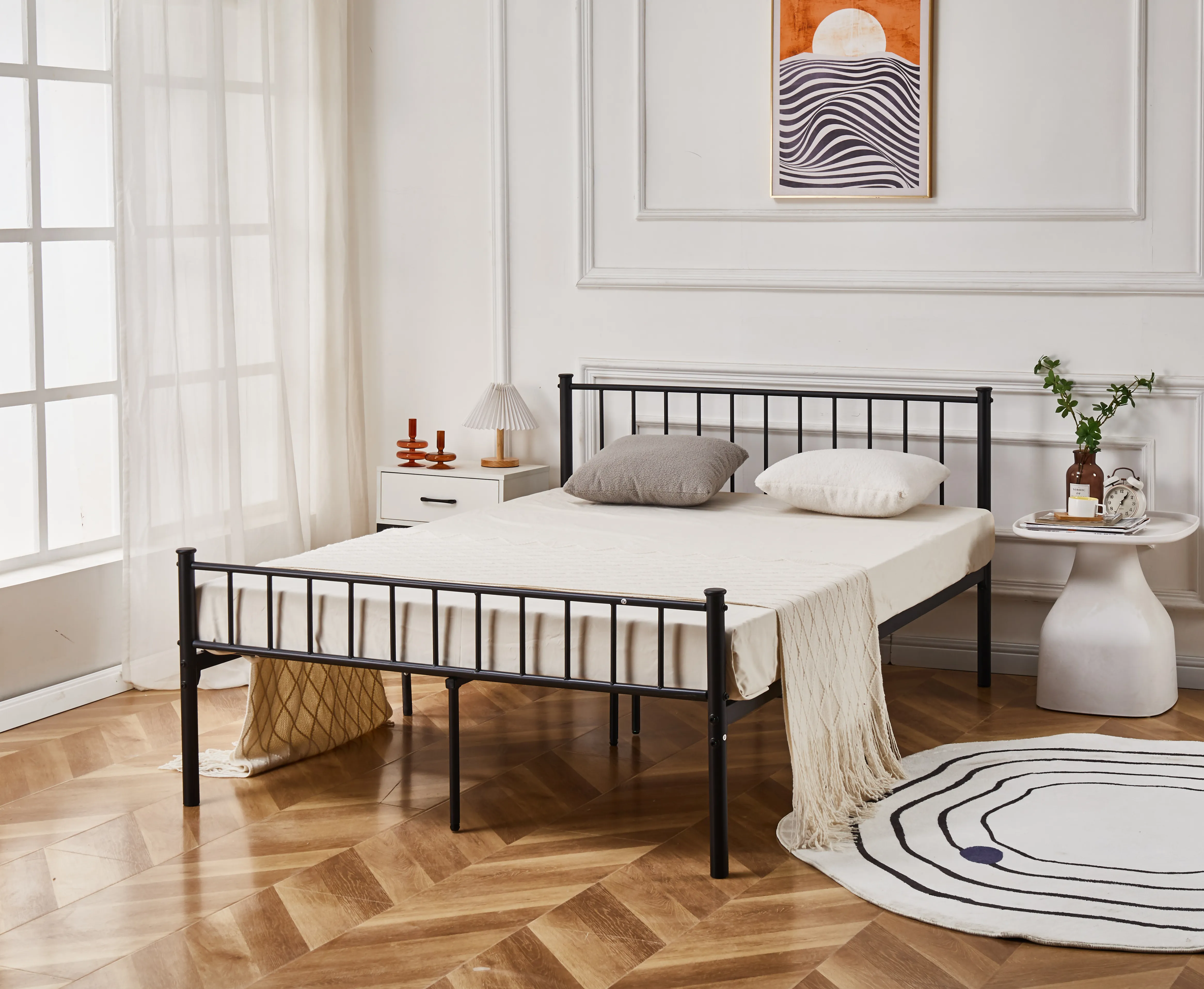 Cromer Modern Black Metal Bed Frame
