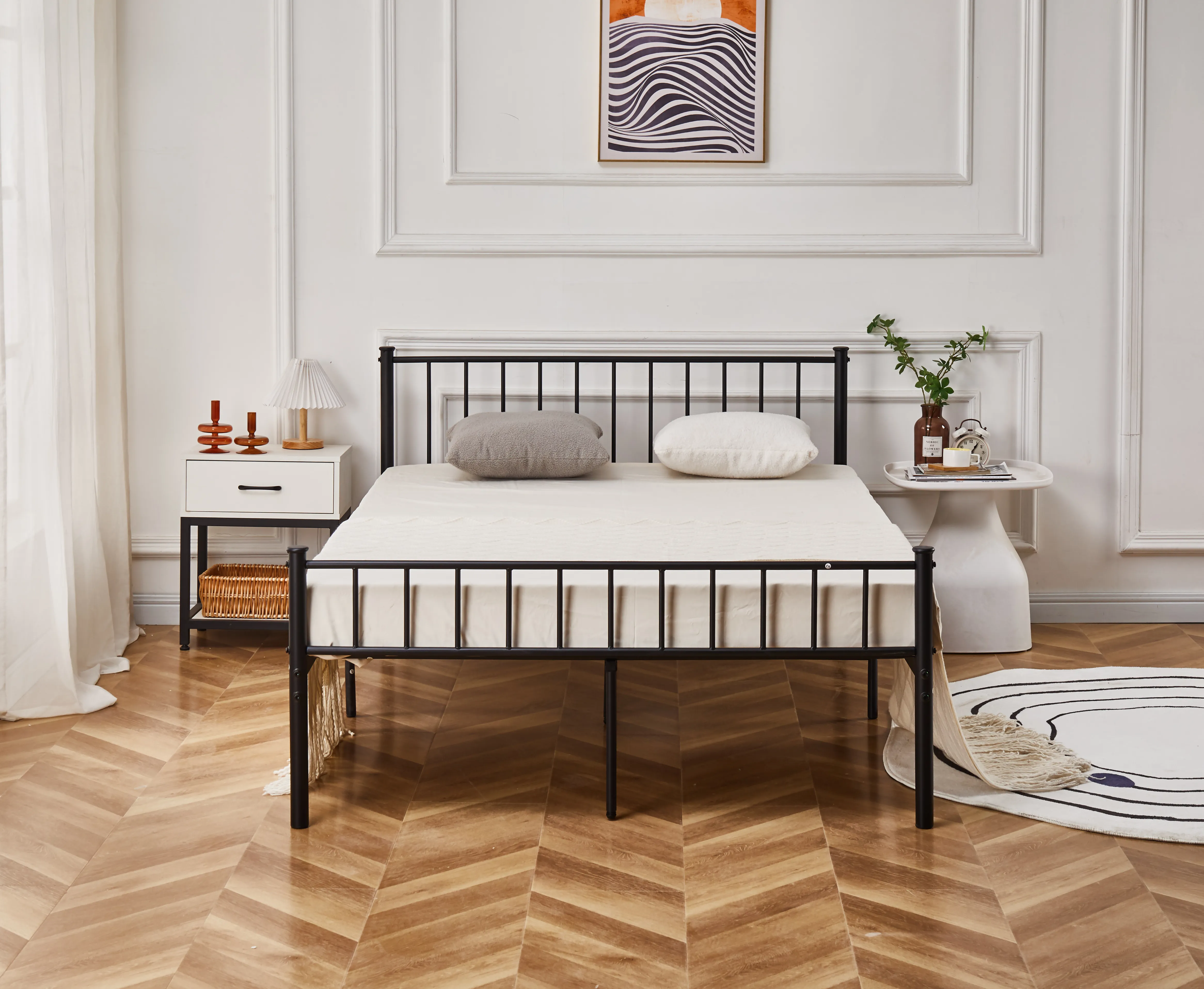 Cromer Modern Black Metal Bed Frame