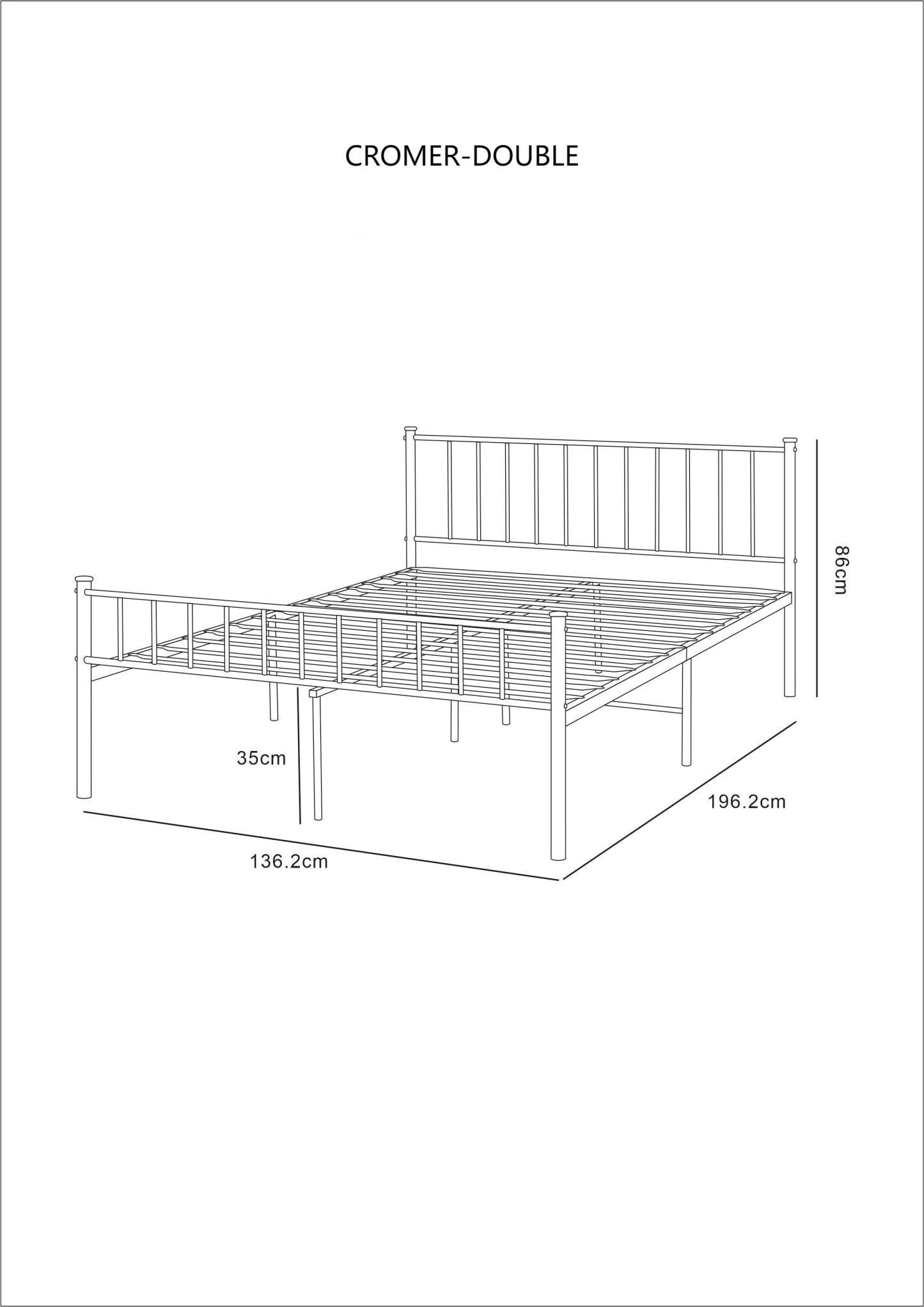 Cromer Modern Black Metal Bed Frame