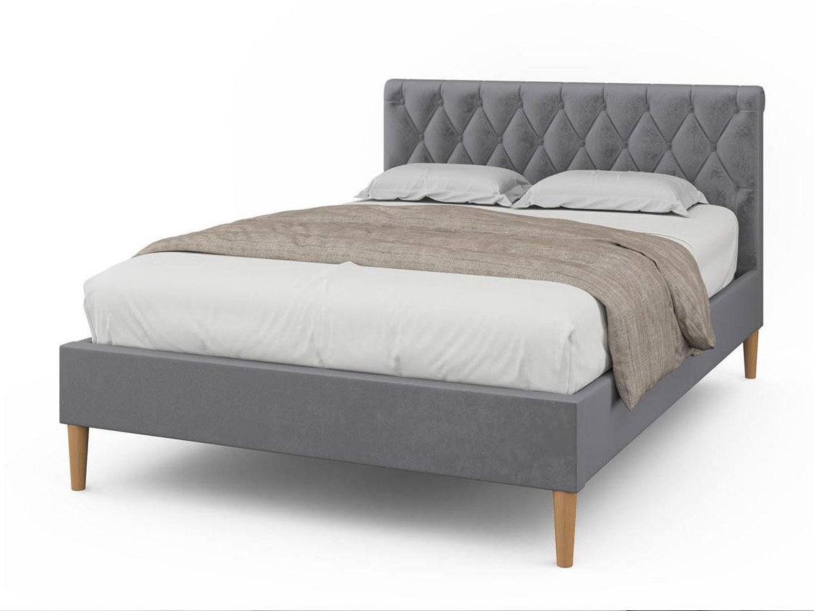 Cosford Grey Plush Velvet Sleigh Bed