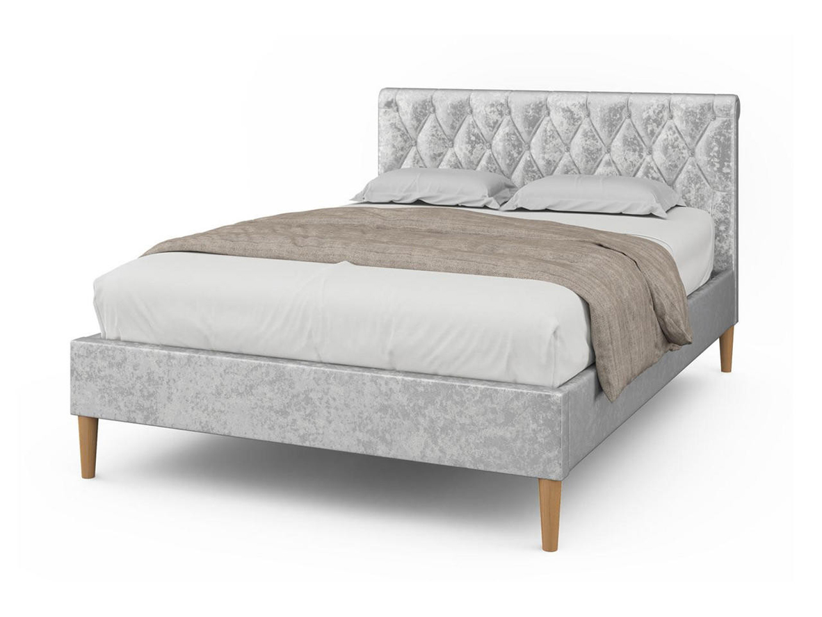 Cosford Crushed Silver Velvet Sleigh Bed