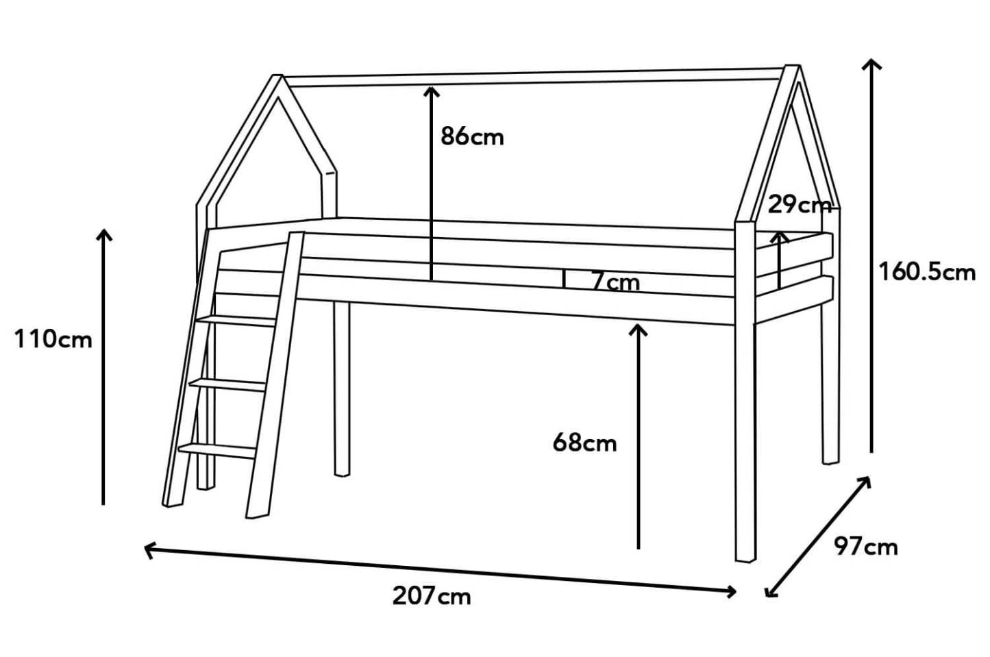 Eli Kids White Mid Sleeper Cabin Loft Bed With Underbed Storage Space