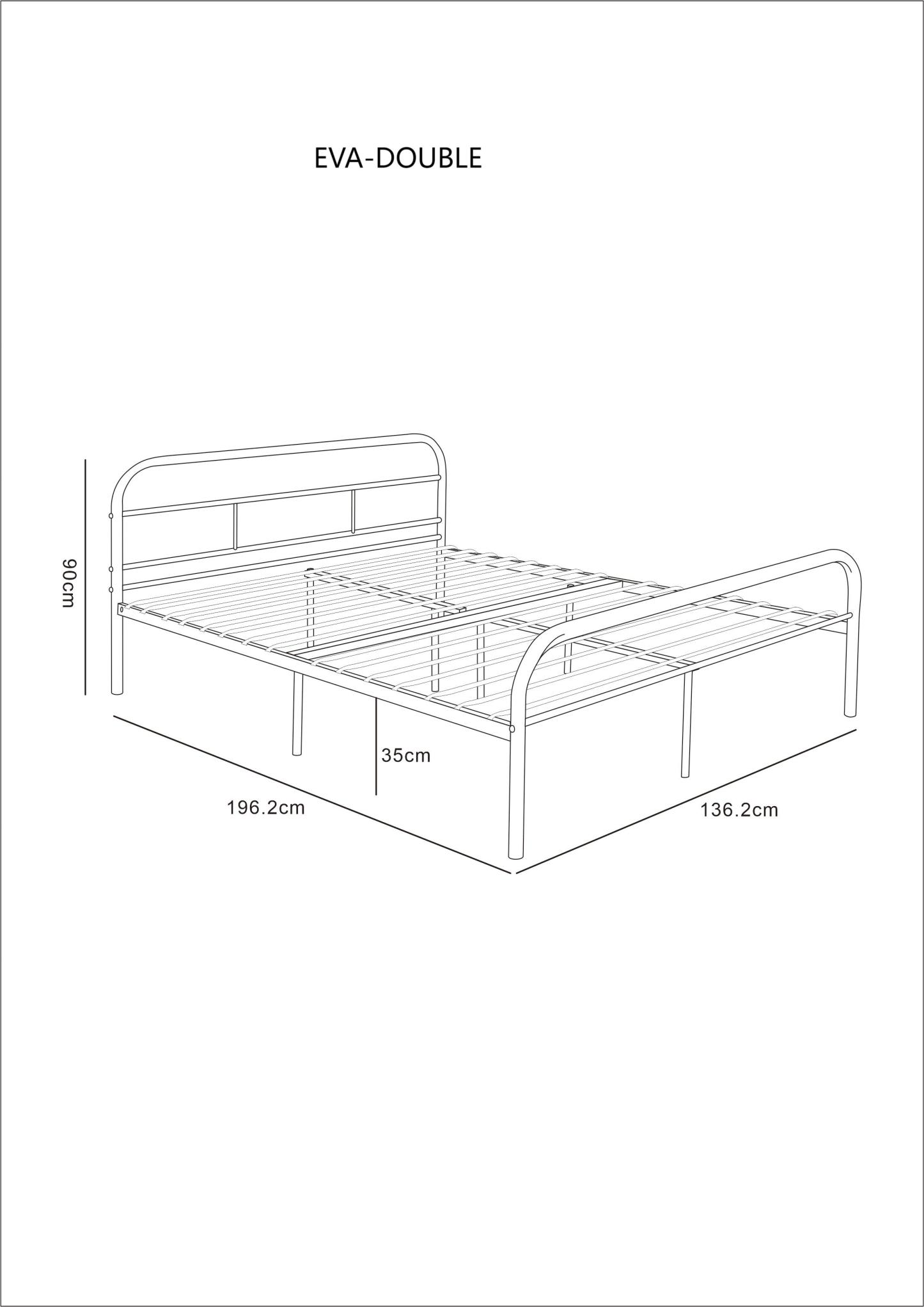 Eva Black Metal Bed Frame with Curved Headboard