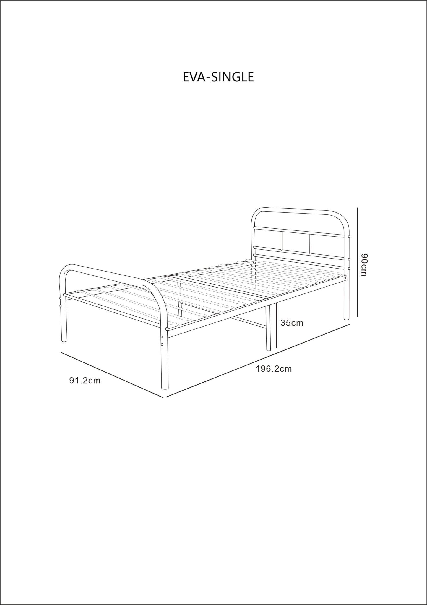 Eva Black Metal Bed Frame with Curved Headboard