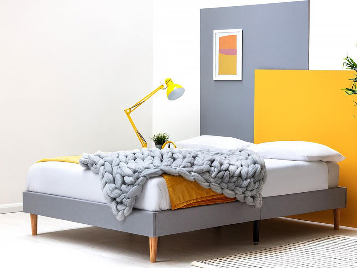 Edworth Grey Fabric Platform Bed