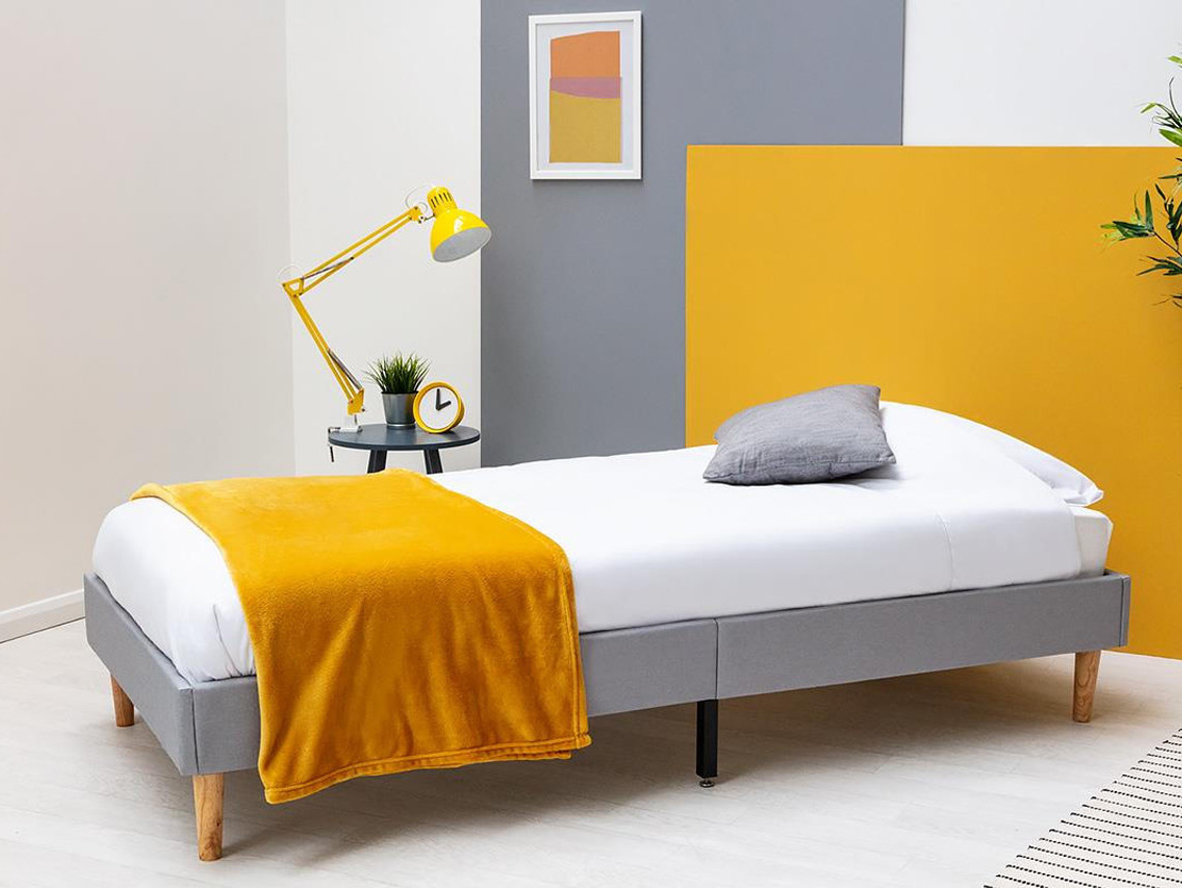 Edworth Grey Fabric Platform Bed