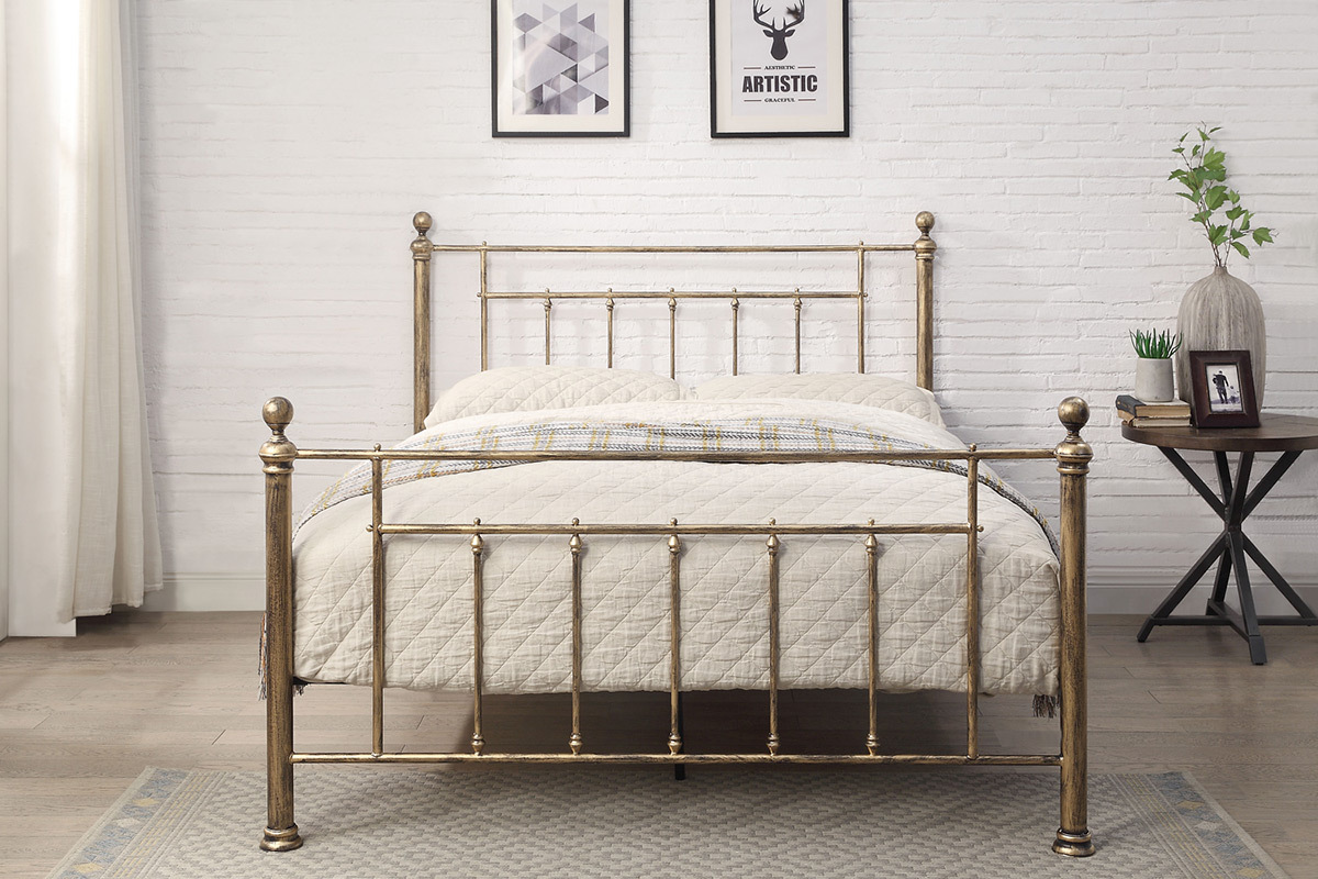 Harpenden Brushed Gold Metal Bed