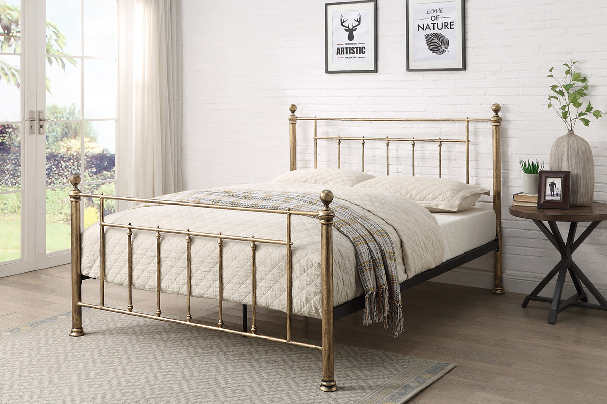 Harpenden Brushed Gold Metal Bed