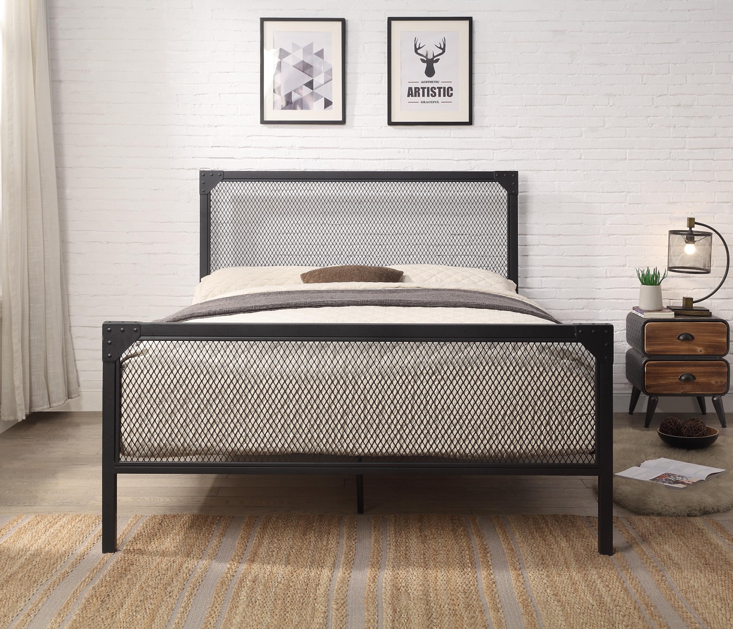 Weybridge Modern Industrial Black Metal Bed Frame