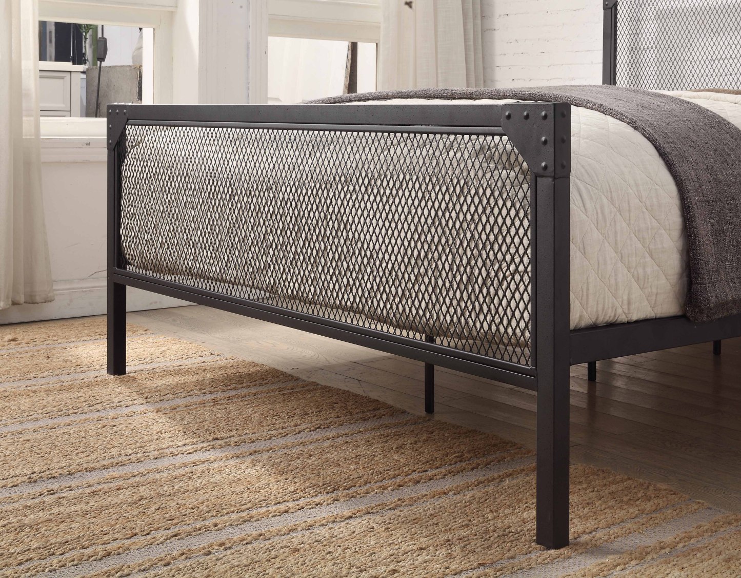 Weybridge Modern Industrial Black Metal Bed Frame