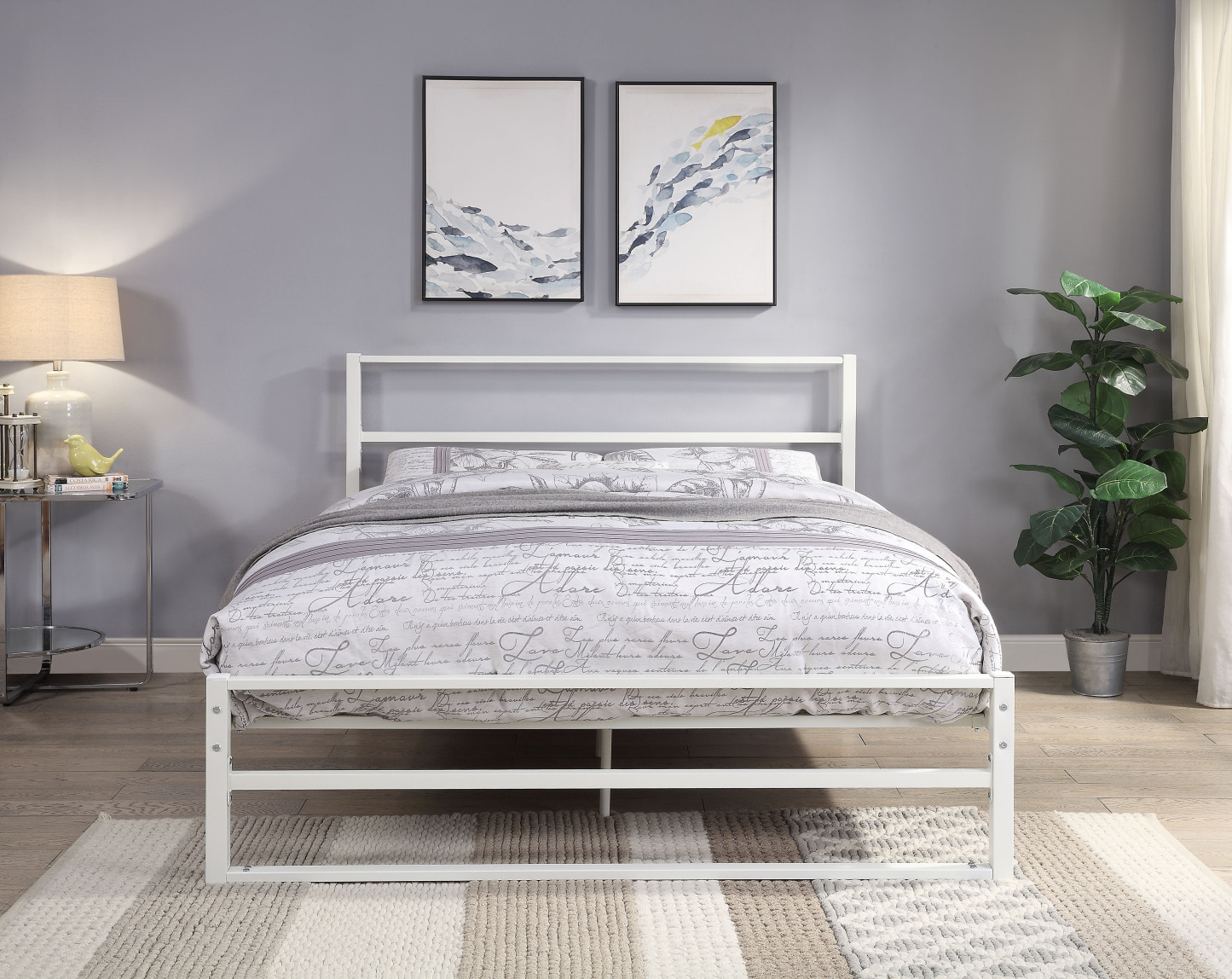 Hartfield White Metal King Bed