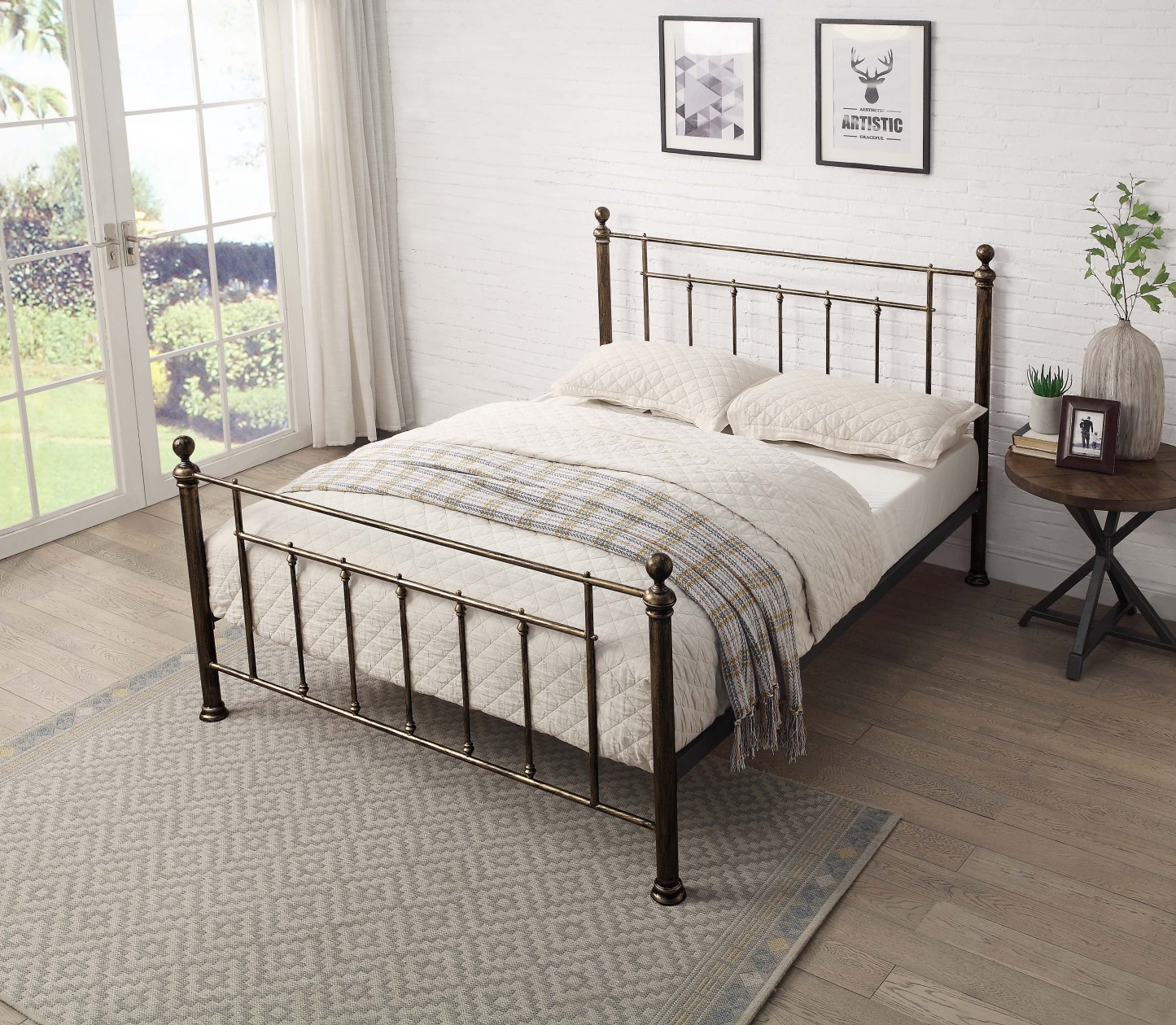 Harpenden Brushed Gold Metal Bed