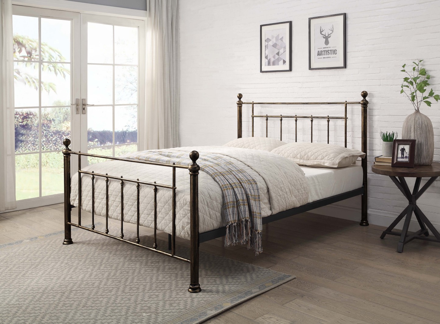 Harpenden Brushed Gold Metal Bed