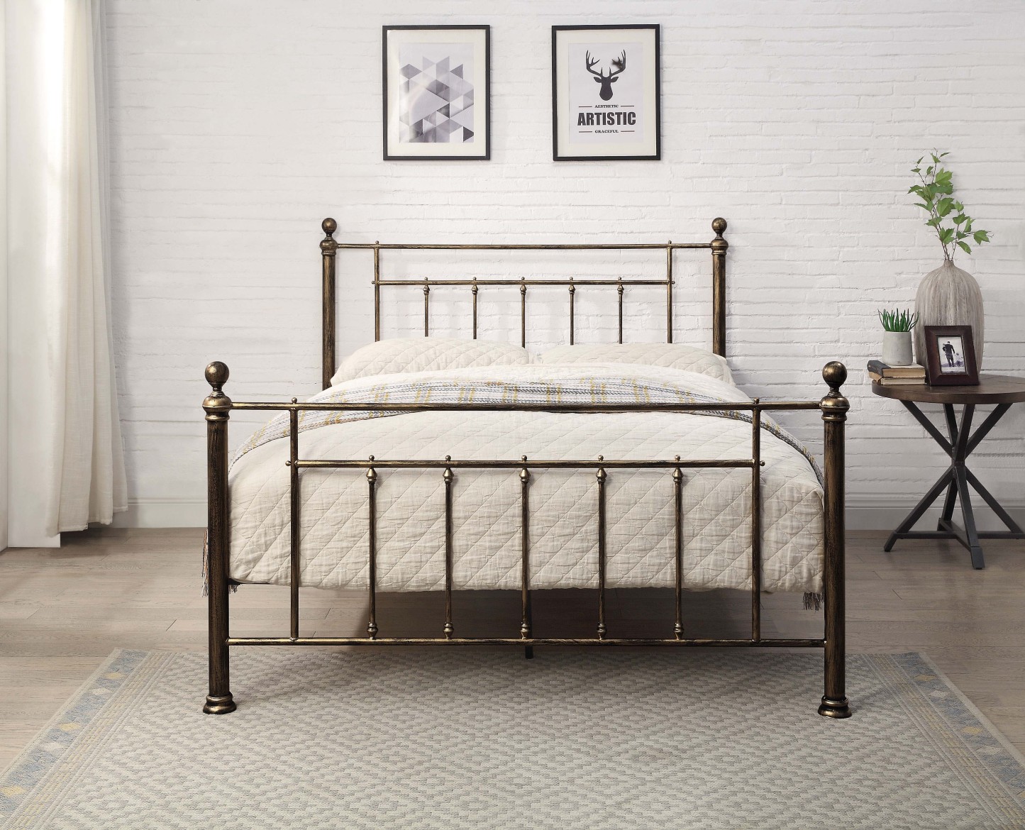 Harpenden Brushed Gold Metal Bed