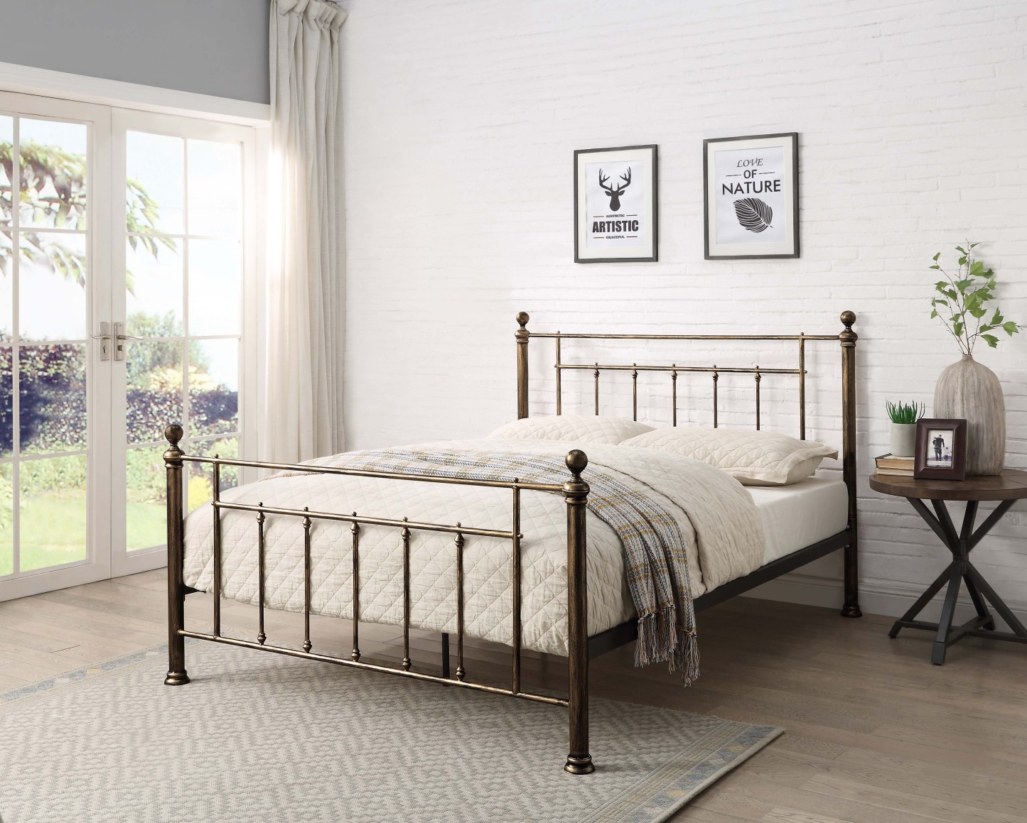 Harpenden Brushed Gold Metal Bed