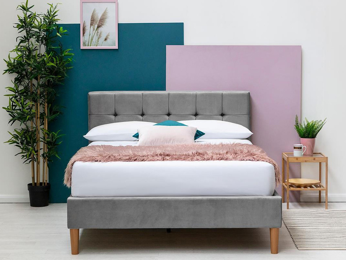 Highclere Grey Velvet Bed