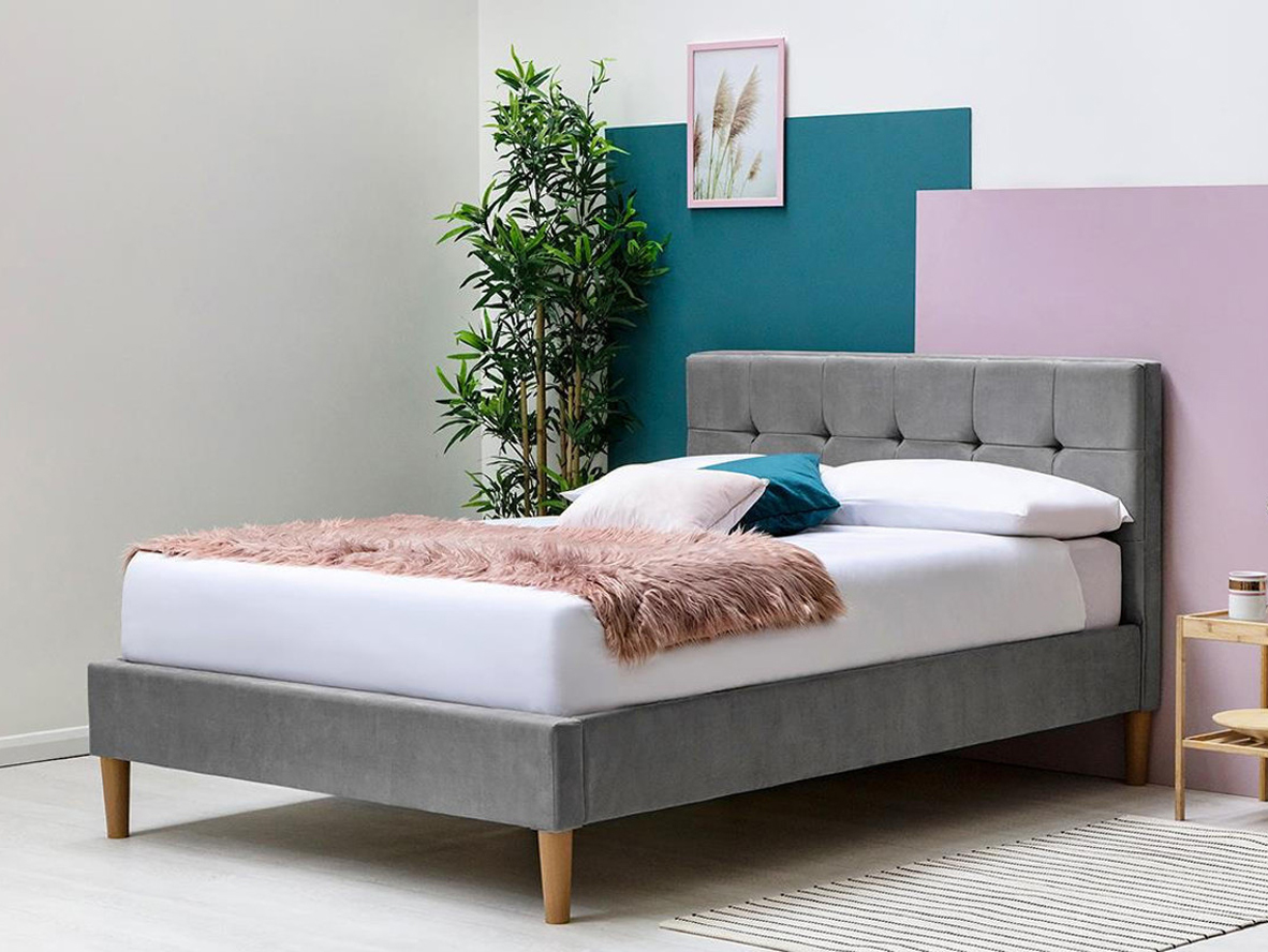 Highclere Grey Velvet Bed